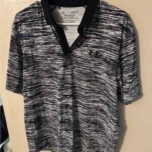 Men Under Armour Black and White Polo Shirt Modern Pattern
